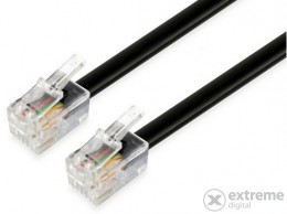 EQUIP 105102 RJ11 4P/4C lapos telefon kábel, fekete, 3m