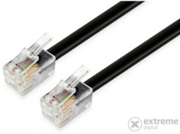 EQUIP 105104 RJ11 4P/4C lapos telefonkábel, fekete, 5m
